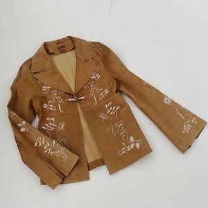 90s/70s Suede Embroidered Leather Jacket